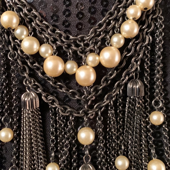 🎉HOST PICK🎉 Boston Proper Tassel Fringe w/Pearls Statement Necklace - Picture 2 of 3